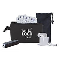 7 pcs Tech Kit in Black Mesh Zipper Pouch